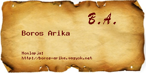 Boros Arika névjegykártya